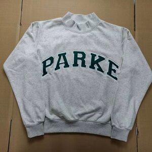 💖Parke Gray Mockneck Sweatshirt with Green Accents